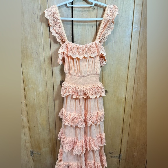 Tularosa Ruffled Lace Off Shoulder MIDI Dress - Picture 1 of 4